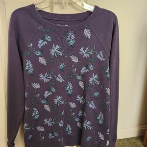 Eddie Bauer Women's Legendwash Sweatshirt Purple With Botanical Design
